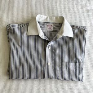 Men's Brooks Brothers Blue and White Striped Dress Shirt | Size 15.5 - 32/33